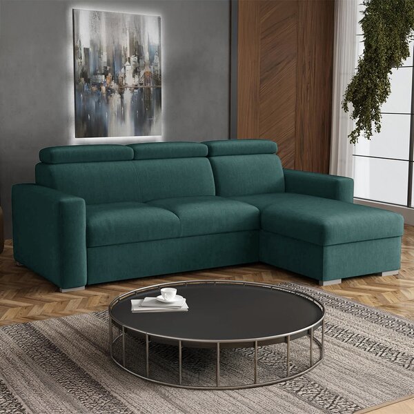 Malá sedací souprava PEDRO L | 235x170 cm | rozkládací + úložný prostor | polohovatelné záhlavníky | VÝBĚR TKANIN
