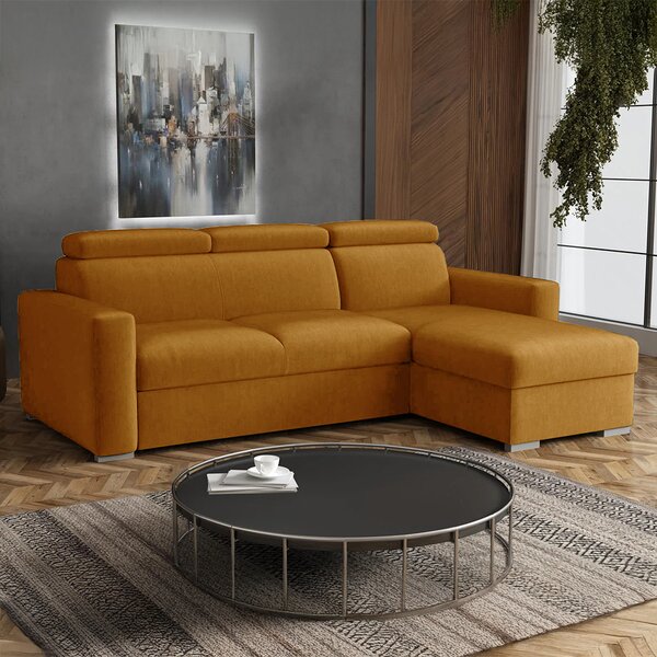 Malá sedací souprava PEDRO L | 235x170 cm | rozkládací + úložný prostor | polohovatelné záhlavníky | VÝBĚR TKANIN