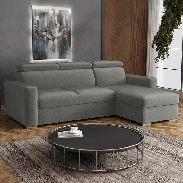Malá sedací souprava PEDRO L | 235x170 cm | rozkládací + úložný prostor | polohovatelné záhlavníky | VÝBĚR TKANIN