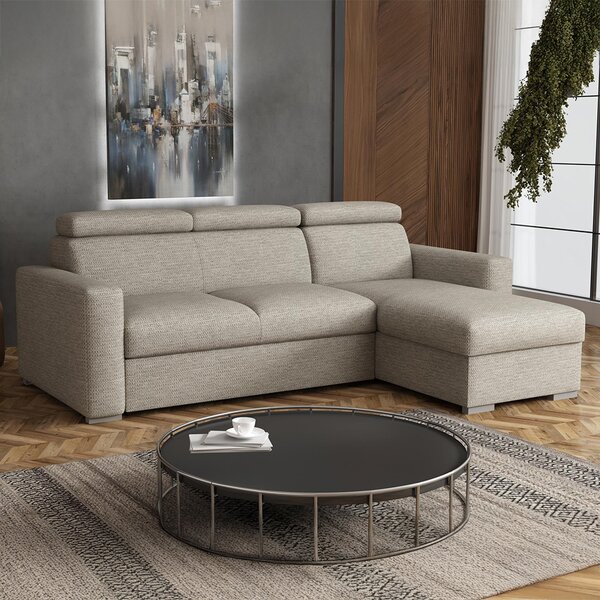 Malá sedací souprava PEDRO L | 235x170 cm | rozkládací + úložný prostor | polohovatelné záhlavníky | VÝBĚR TKANIN