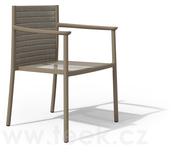 Tribu Jídelní křeslo Lucca, Tribu, rám hliník barva linen, lankový výplet barva linen, bez sedáků