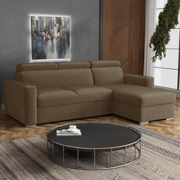 Malá sedací souprava PEDRO L | 235x170 cm | rozkládací + úložný prostor | polohovatelné záhlavníky | VÝBĚR TKANIN