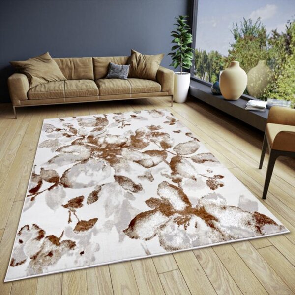 Koberec Hanse Home Shine Floral bílý / hnědý