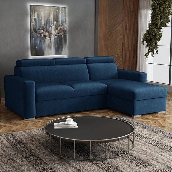 Malá sedací souprava PEDRO L | 235x170 cm | rozkládací + úložný prostor | polohovatelné záhlavníky | VÝBĚR TKANIN