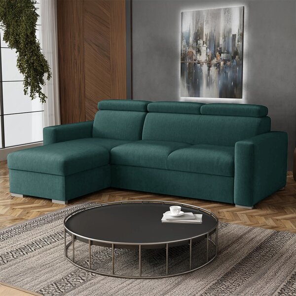 Malá sedací souprava PEDRO L | 170x235 cm | rozkládací + úložný prostor | polohovatelné záhlavníky | VÝBĚR TKANIN