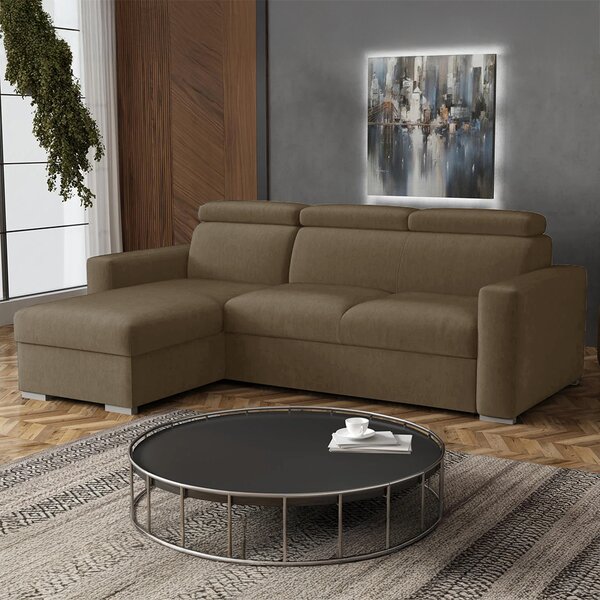 Malá sedací souprava PEDRO L | 170x235 cm | rozkládací + úložný prostor | polohovatelné záhlavníky | VÝBĚR TKANIN