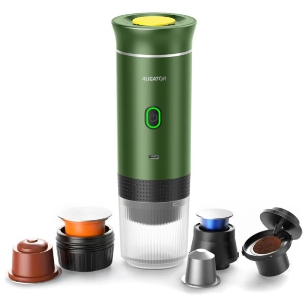 Aligator ACM003 - Cestovní nabíjecí kávovar PortaCaffé 3v1 72W/7500 mAh zelená