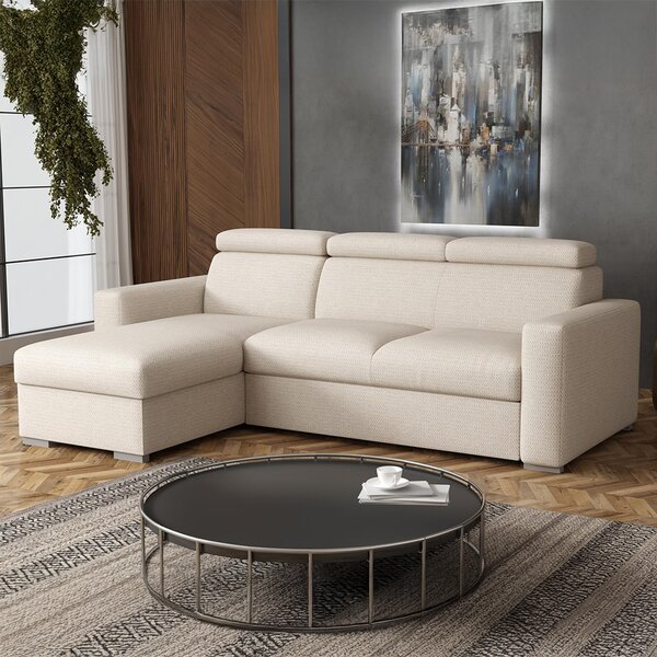 Malá sedací souprava PEDRO L | 170x235 cm | rozkládací + úložný prostor | polohovatelné záhlavníky | VÝBĚR TKANIN