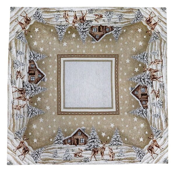 Vánoční gobelínový ubrus na stůl 90x90 cm Chenille IT030 Barva Béžová Rozměry 90x90 cm