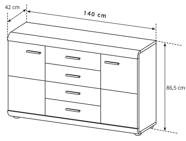 Obývací stěna se skříní LINK s | 6 dílů | sestava D | 298 + 140 + 120x60 cm | sonoma