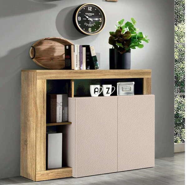Komoda LENOR 108x93x42 cm kašmír/světlý dub