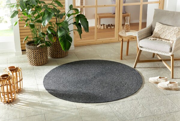 Koberec Hanse Home Braided Trenzado tmavě šedý kruh