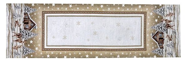 Vánoční gobelínový běhoun na stůl Chenille IT030 Barva Béžová Rozměry 40x130 cm