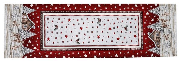 Vánoční gobelínový běhoun na stůl Chenille IT029 Barva Rudá Rozměry 40x130 cm