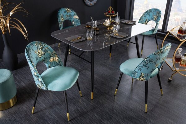 2SET jídelní židle BOUTIQUE FLOWERS tyrkysová skladem