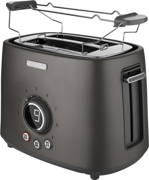 Sencor - Topinkovač s dvěma otvory a rozpékačem 1000W/230V antracit