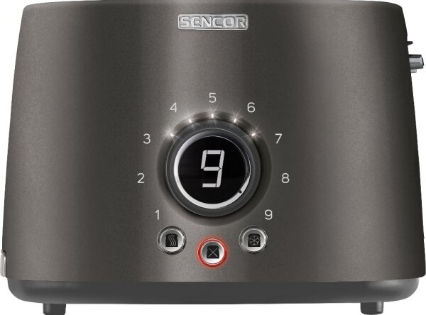 Sencor - Topinkovač s dvěma otvory a rozpékačem 1000W/230V antracit