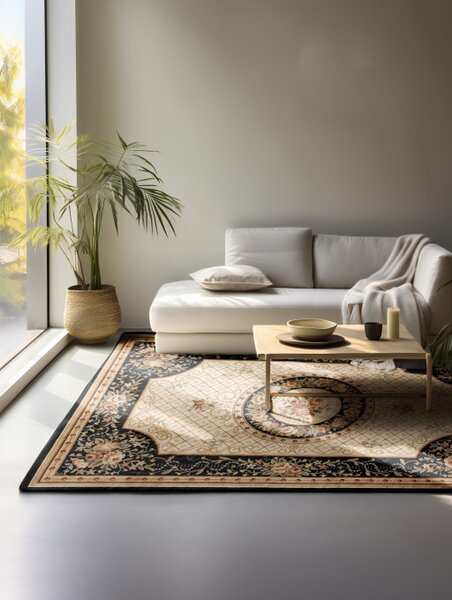 Koberec Hanse Home Herat Adraskan černý / krémový