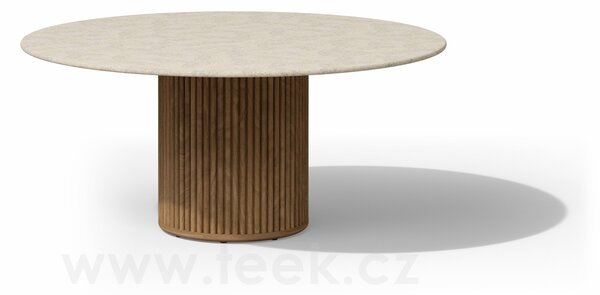 Tribu Jídelní stůl snížený Otto, Tribu, kulatý 148x67 cm, rám teak, deska keramika dekor sabbia