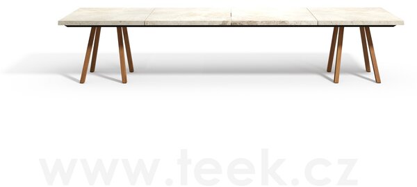 Tribu Teakový jídelní stůl Vis a Vis, Tribu, obdélníkový 300x99x75 cm, rám teak, deska travertine