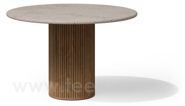 Tribu Jídelní stůl barový Otto, Tribu, kulatý 148x93 cm, rám teak, deska keramika dekor sabbia