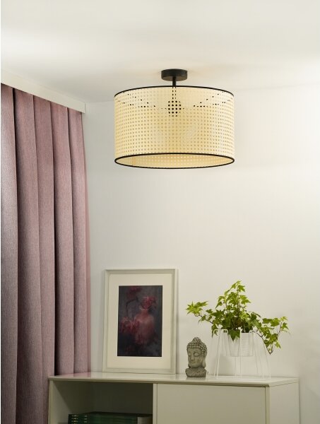 Duolla - Přisazený lustr ROLLER RATTAN 1xE27/15W/230V pr. 45 cm béžová/černá
