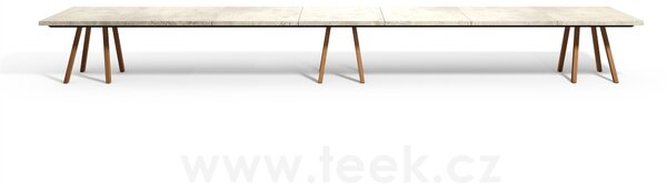 Tribu Teakový jídelní stůl Vis a Vis, Tribu, obdélníkový 600x99x75 cm, rám teak, deska travertine