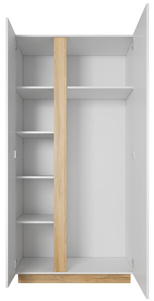 Obývací stěna ARCO se skříní | 4 díly | 307 cm + 100x60 cm | bílá mat/lesk/dub grandson