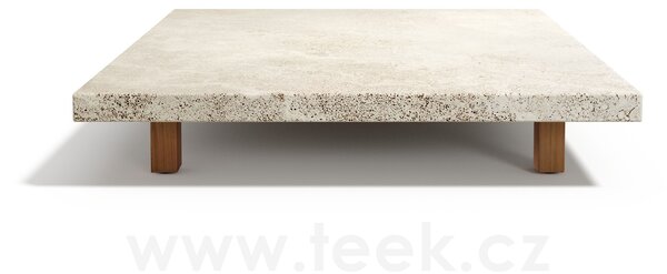 Tribu Konferenční stolek Vis a Vis, Tribu, obdélníkový 99x49x18 cm, teak, travertin