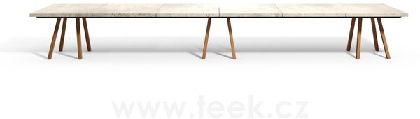Tribu Teakový jídelní stůl Vis a Vis, Tribu, obdélníkový 400x99x75 cm, rám teak, deska travertine