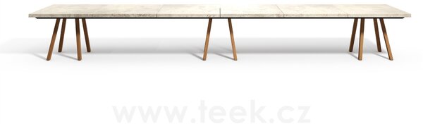 Tribu Teakový jídelní stůl Vis a Vis, Tribu, obdélníkový 500x99x75 cm, rám teak, deska travertine