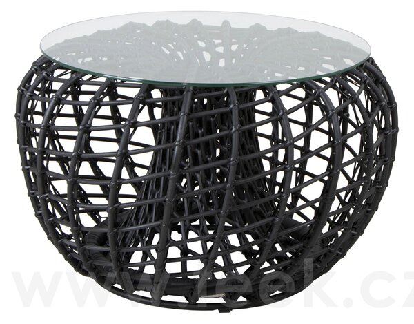 Cane-line Podnožka malá Nest, Cane-line, kulatá 67x44 cm, rám hliník, výplet umělý ratan barva dark green