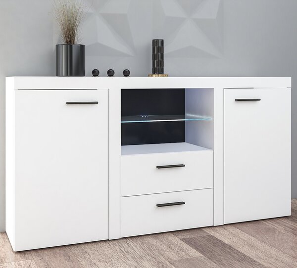 Obývací stěna RUMBA XL + komoda 2F2S | 300 + 156,4 cm | bílá
