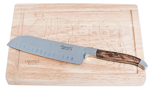 Nůž Santoku s dřevěným prkénkem - Luxury