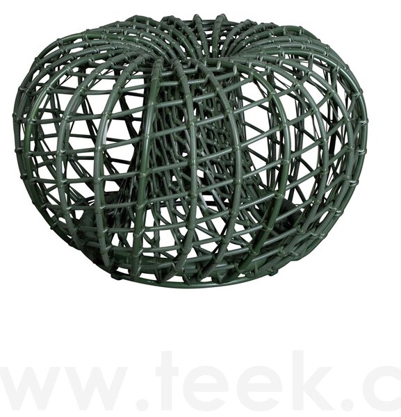 Cane-line Podnožka malá Nest, Cane-line, kulatá 67x44 cm, rám hliník, výplet umělý ratan barva dark green