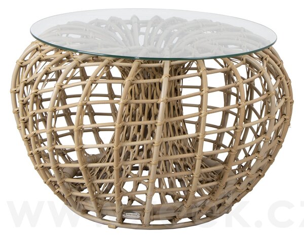Cane-line Podnožka malá Nest, Cane-line, kulatá 67x44 cm, rám hliník, výplet umělý ratan barva dark green