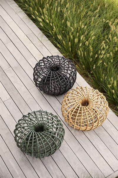 Cane-line Podnožka malá Nest, Cane-line, kulatá 67x44 cm, rám hliník, výplet umělý ratan barva dark green