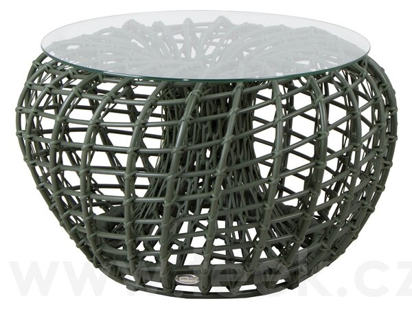 Cane-line Podnožka malá Nest, Cane-line, kulatá 67x44 cm, rám hliník, výplet umělý ratan barva dark green