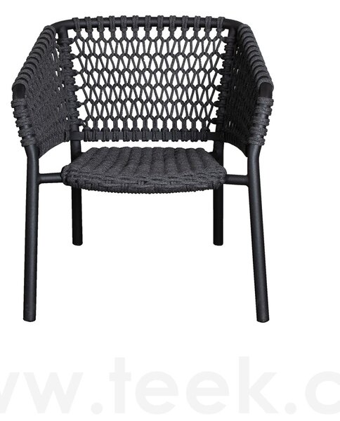 Cane-line Nízké křeslo Ocean, Cane-line, 69x85x73 cm, rám hliník, výplet lanko Soft Rope dark grey, bez polstrů