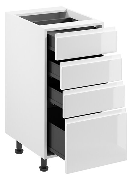 ASPEN b | dolní skříňka D40S4 se zásuvkami METALBOX | 40 cm | SOKL v CENĚ | bílá lesk