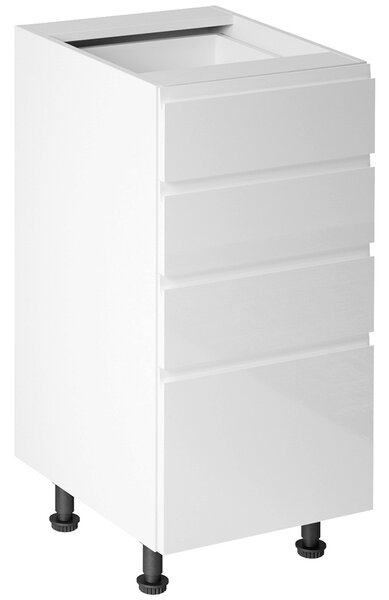 ASPEN b | dolní skříňka D40S4 se zásuvkami METALBOX | 40 cm | SOKL v CENĚ | bílá lesk