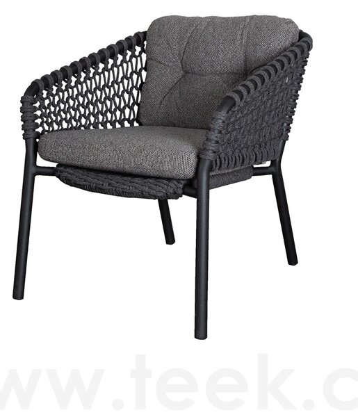 Cane-line Nízké křeslo Ocean, Cane-line, 69x85x73 cm, rám hliník, výplet lanko Soft Rope dark grey, bez polstrů