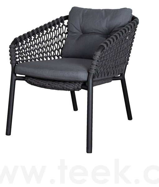 Cane-line Nízké křeslo Ocean, Cane-line, 69x85x73 cm, rám hliník, výplet lanko Soft Rope dark grey, bez polstrů
