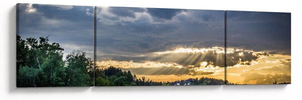 Obraz krajiny s paprsky (170x50 cm)