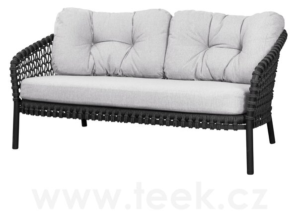 Cane-line 2-místná pohovka Ocean Large, Cane-line, 155x90x73 cm, rám hliník, výplet lanko Soft Rope dark grey, bez polstrů