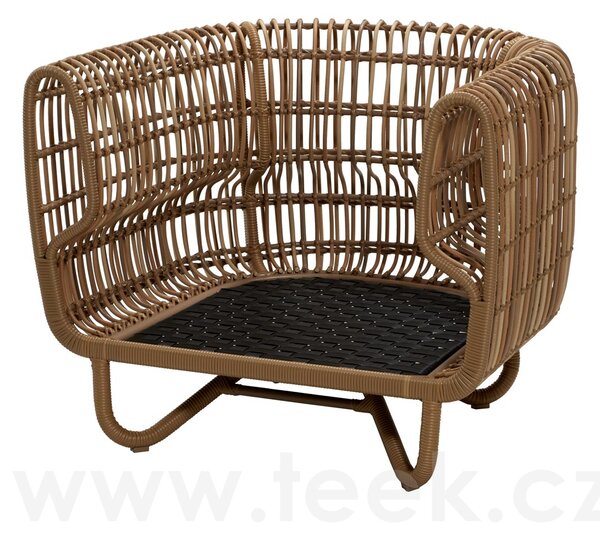 Cane-line Nízké křeslo Nest, Cane-line, rám hliník, výplet umělý ratan barva natural, sedáky venkovní látka Airtouch light gray