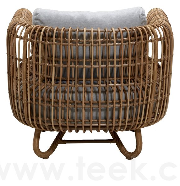 Cane-line Nízké křeslo Nest, Cane-line, rám hliník, výplet umělý ratan barva natural, sedáky venkovní látka Airtouch light gray