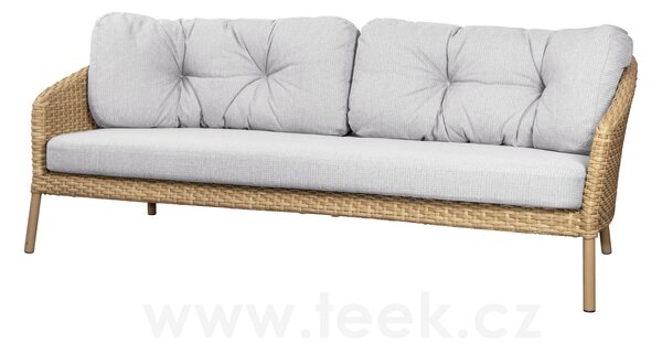 Cane-line 3-místná pohovka Ocean Large, Cane-line, 202x90x73 cm, rám hliník, výplet umělý ratan barva natural, bez polstrů