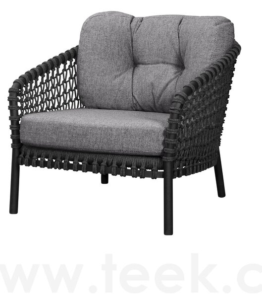 Cane-line Nízké křeslo Ocean Large, Cane-line, 81x90x73 cm, rám hliník, výplet lanko Soft Rope dark grey, bez polstrů