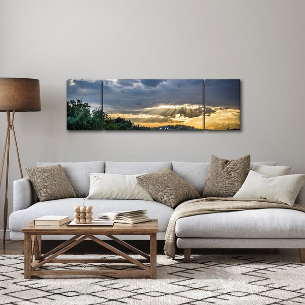 Obraz krajiny s paprsky (170x50 cm)